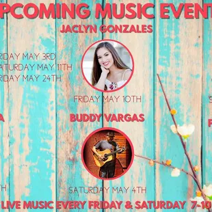 Live music on Friday and Saturday evenings..