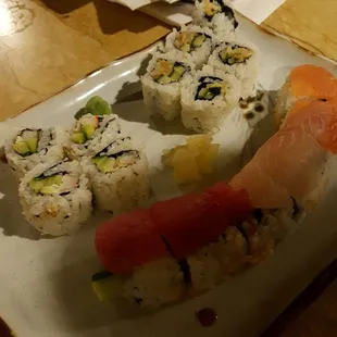 a plate of sushi