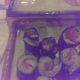 The most poorly, hastily made salmon rolls I have ever seen.
