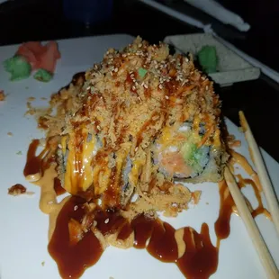 The dynamite roll made with real crab meat for about $10. It was so good