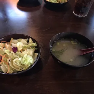 Salad and miso soup