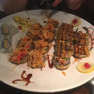 California, Dynamite &amp; Crazy girl sushi rolls. Crazy is on right