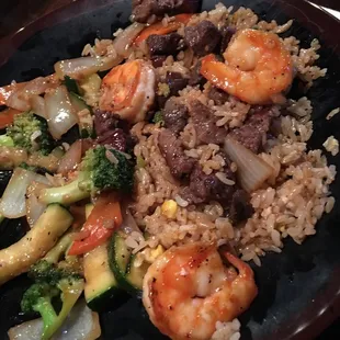 Hibachi fillet mignon &amp; shrimp! Couldn't be any better. Yum Yum sauce is to die for.