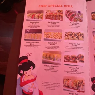 the menu of a japanese restaurant