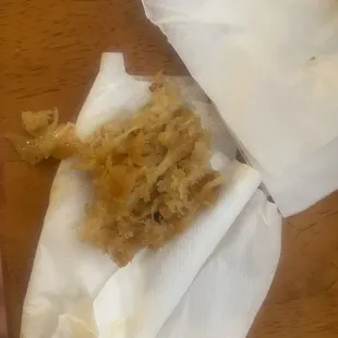 Disgusting. Stringy substance. Not normal chicken.