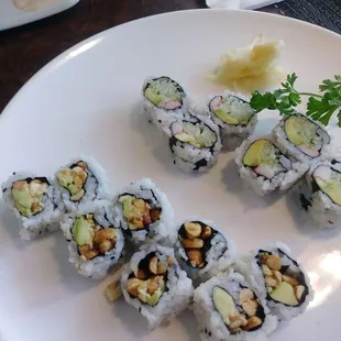 California roll and honey peanut with avacado roll.