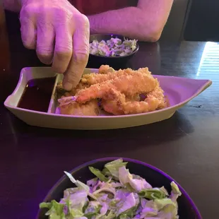 Tempura and shrimp  Amazing. Burned our mouths but it was worth it