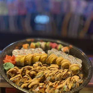 Several sushi combinations take out