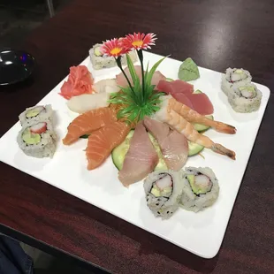 a plate of sushi