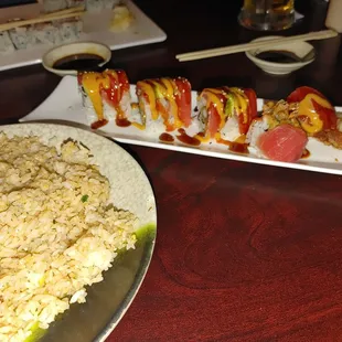 Crazy Spider Roll and fried . Love their ginger.