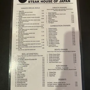 menu
