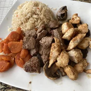 Steak and Chicken Hibachi with sweet carrots and fried rice-Lunch Combo