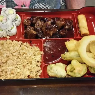 a tray of food