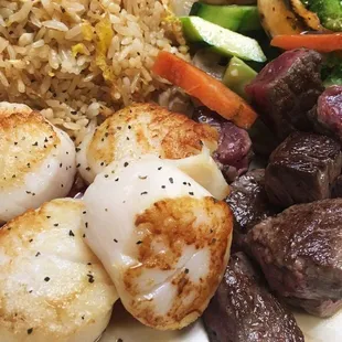 Scallops and steak