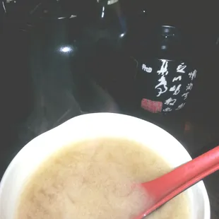 Steaming Miso Soup n green tea