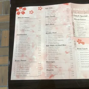 menu
