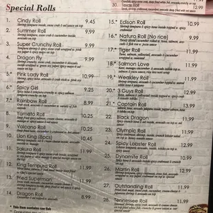 menu