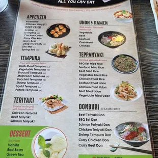Main lunch menu