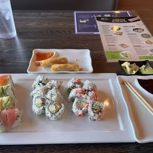 Rainbow roll, Philadelphia roll, BC roll.