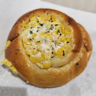 a bread with corn and cheese