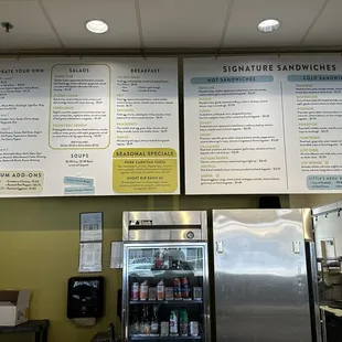 Menu with cooler in the background