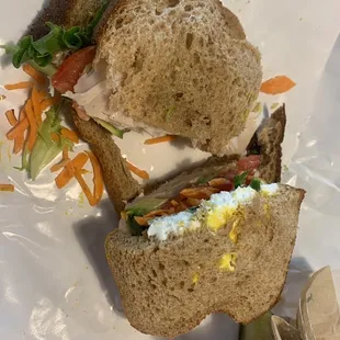 a half eaten sandwich