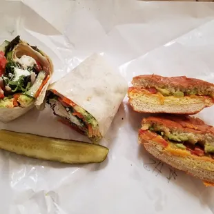 Hot springs (asked for 2 pickles...) and brkfst veggie sando (hulk mustve smashed it)
