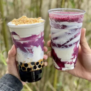 Purple yam black sugar boba w/ salted egg yolk &amp; Creme black grape (IG: hangryforwhat)