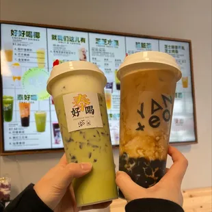 Green Thai tea and brown sugar coffee latte