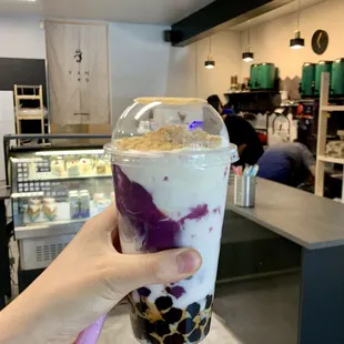 Purple Yam Boba with Salted Egg Topping