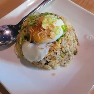 Hibachi fried rice with sous vide egg