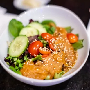 a bowl of food on a table