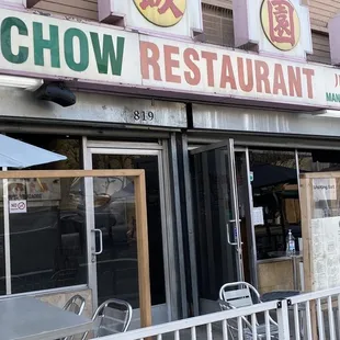 Outside the restaurant