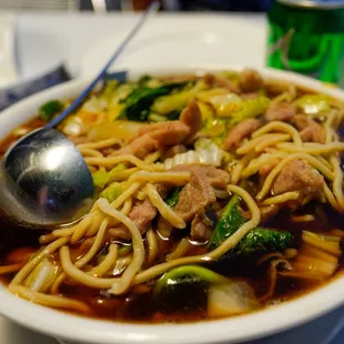 Shanghai noodles in broth