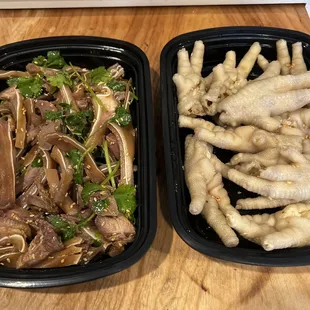 Pig ear and chicken feet. Bomb