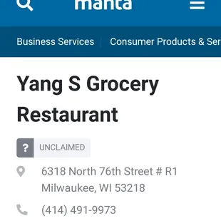 the location of yang s grocery restaurant