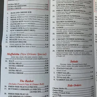 Sandwiches Menu (Page 1)