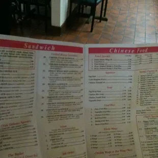 menu
