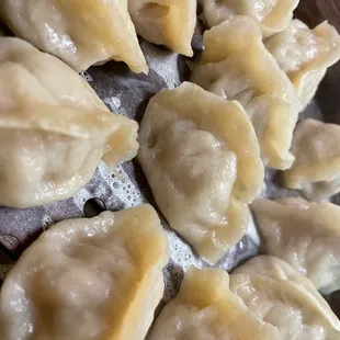 a close up of dumplings