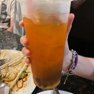 Mango fruit tea with tapioca.