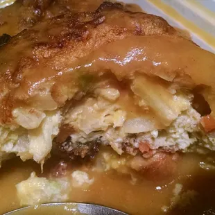 Inside of pork egg foo young