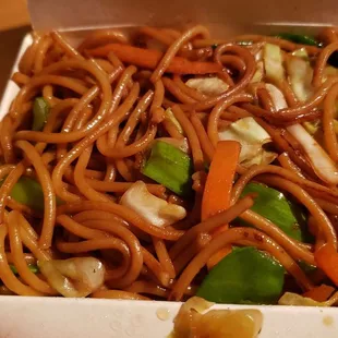 Vegetable lo mein ($10). Not bad.