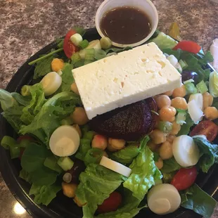 The med salad with house made balsamic dressing (all dressings r sugar free)