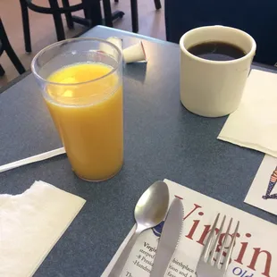 Orange juice and coffee