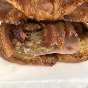 Egg, Ham, Sausage, Bacon, Cheese Wz Croissant