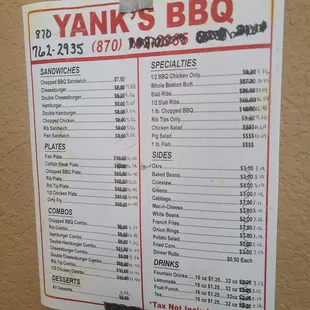 An "old" menu, with price changes scratched on, but we did leave with a "fresh" new menu!