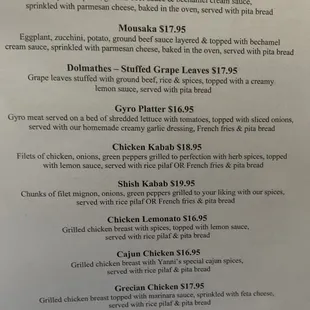the menu