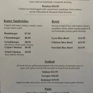 the menu