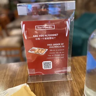Free food for a positive review