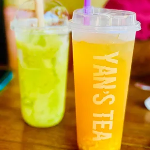Mango Passion Fruit tea + Kiwi Slush. Actually both are really good!